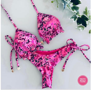 Pink flowers bikini